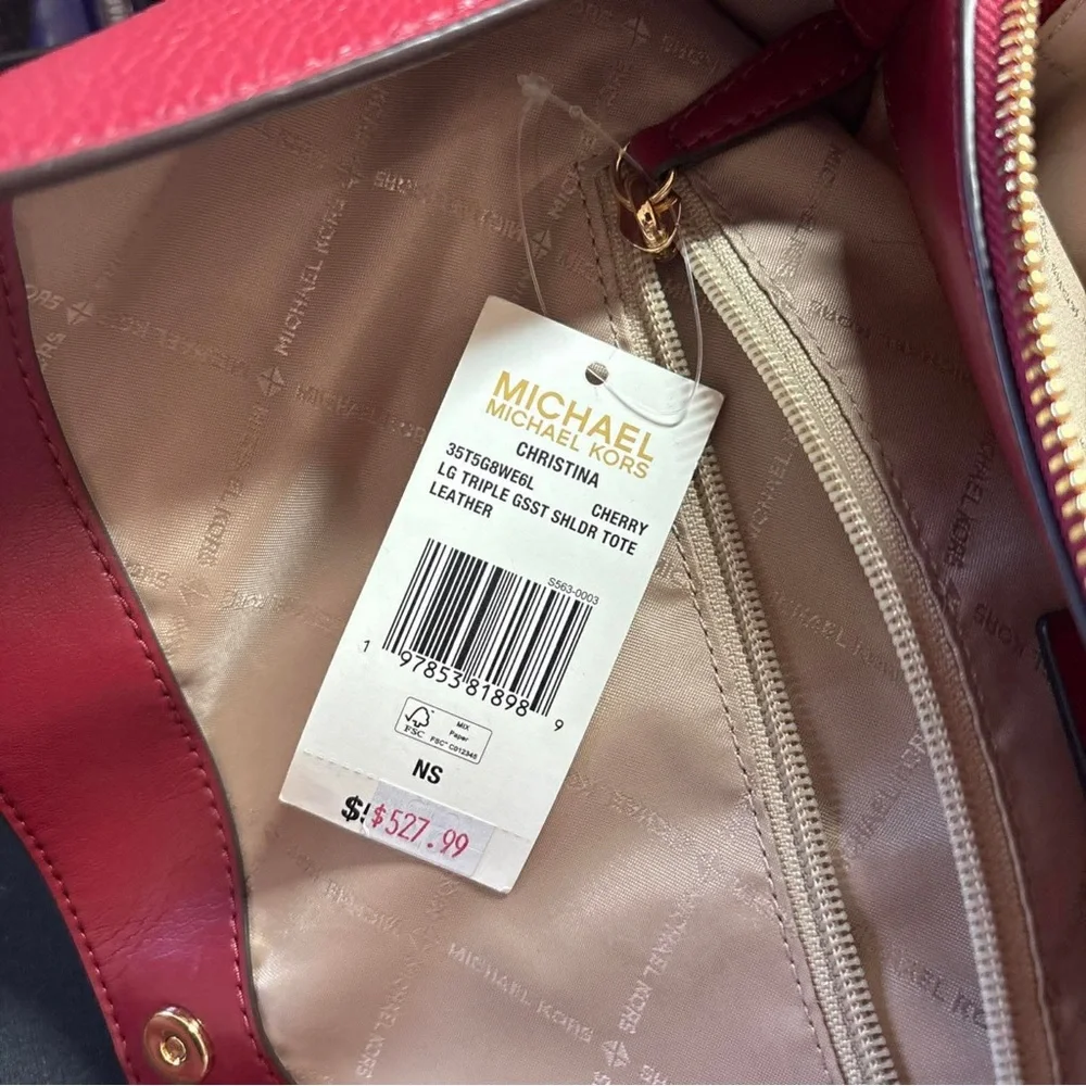 Michael Kors Red Leather Shoulder Bag Brand New - Picture 4 of 11